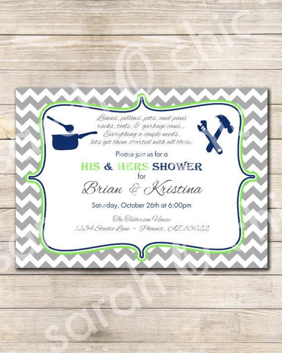 Items Similar To His And Hers Wedding Shower Invitation Colors Customizable Sarah O Chic His And Hers Invitations Templates