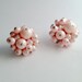Beautiful Pair of Ladies' Vintage Japanese Cluster Style Pink Bead Clip On Earrings, Marked Japan