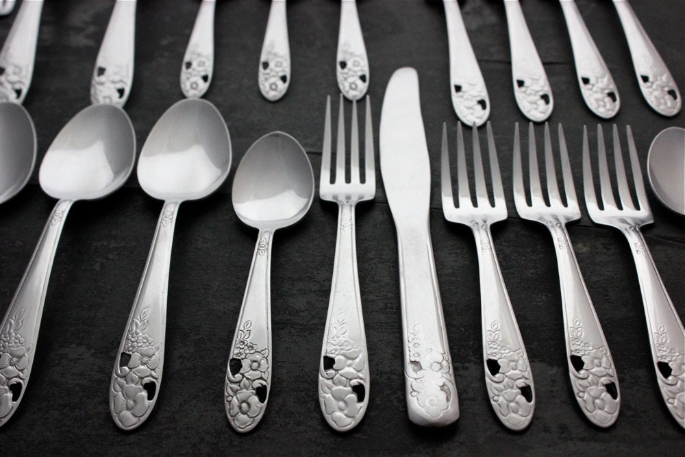 Vintage Stainless Steel Flatware MAYTIME E C Ltd 40 Pieces