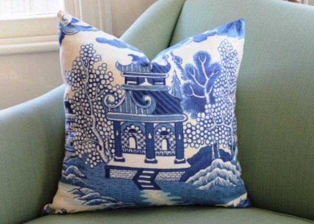 Lee Jofa Willow Pattern Chinoiserie Pillow Cover