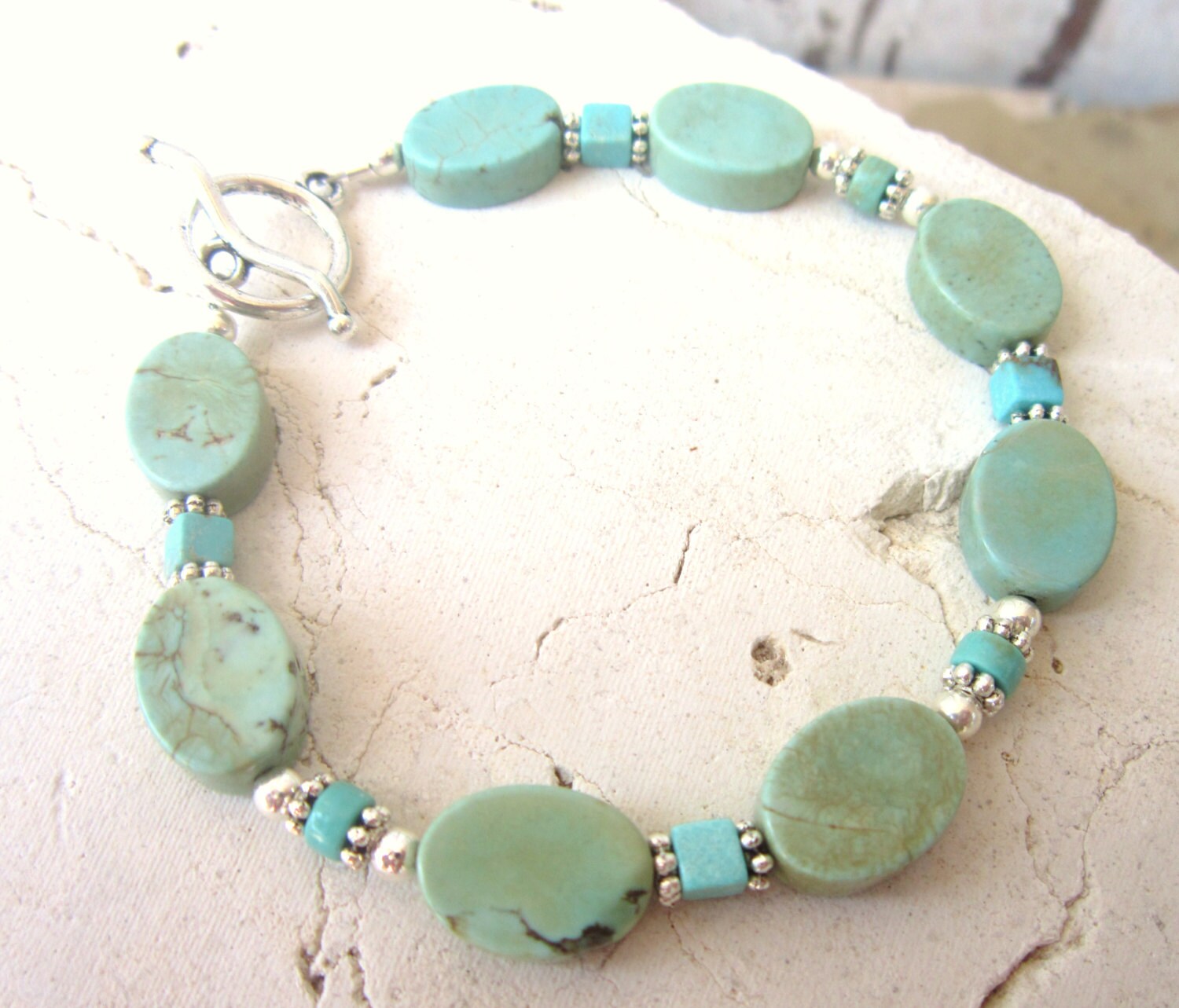 Turquoise Bracelet Turquoise Howlite Bracelet By Jensbeadbox 0476