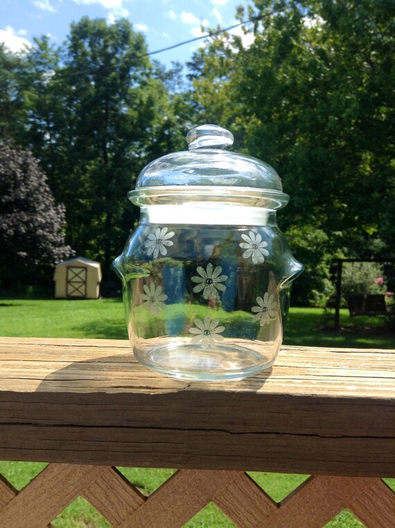 Hand Etched Glass Jar With Lid by artsycreationsgalore on Etsy