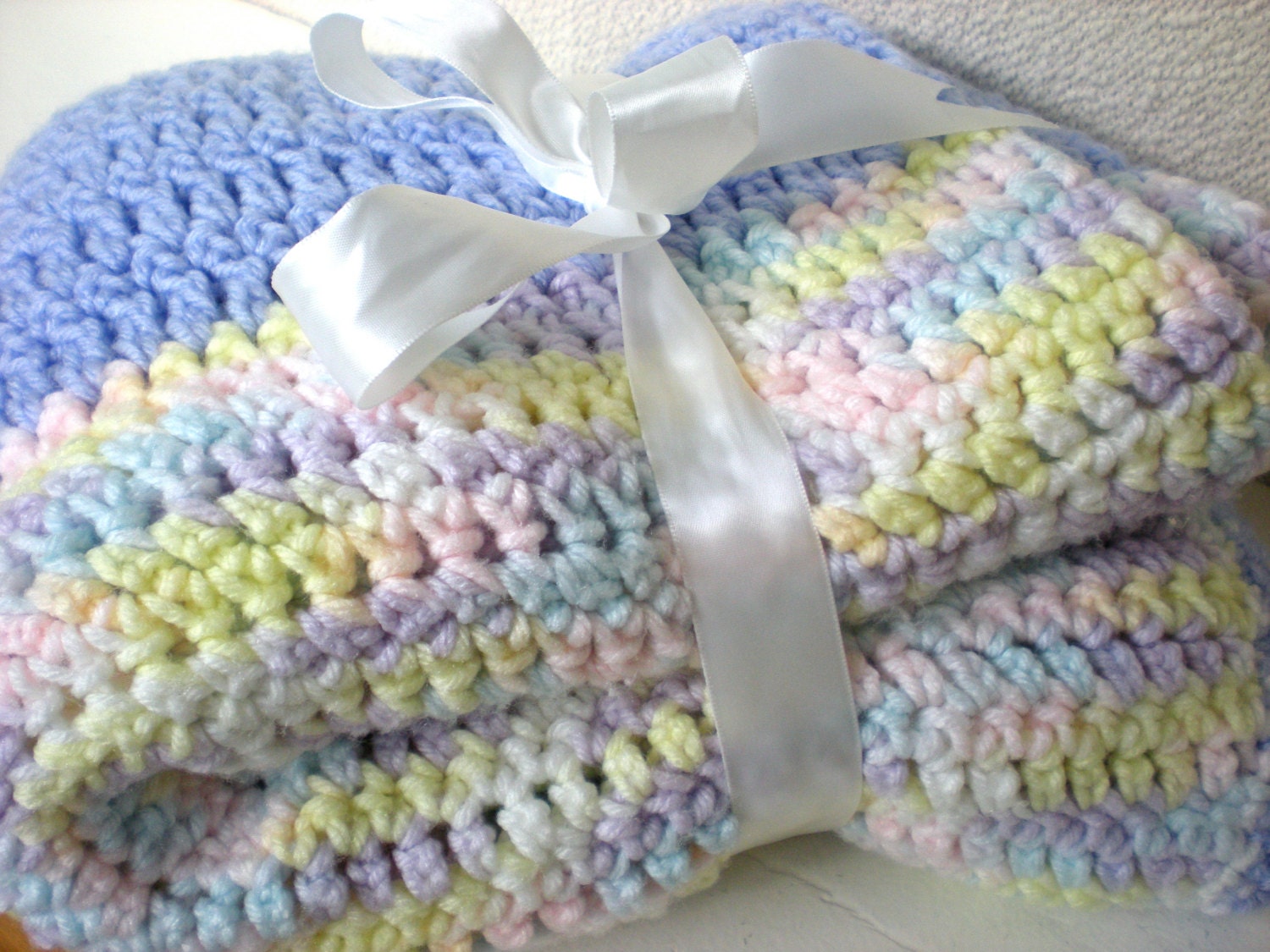 Baby Blanket Gift Crochet Infant or Preemie Shawl Wrap