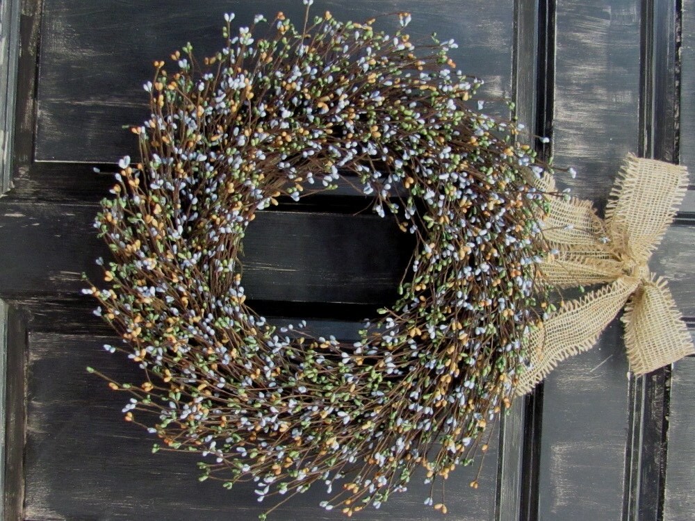 Spring Wreath Primitive Home Decor BURLAP BOW Serenity