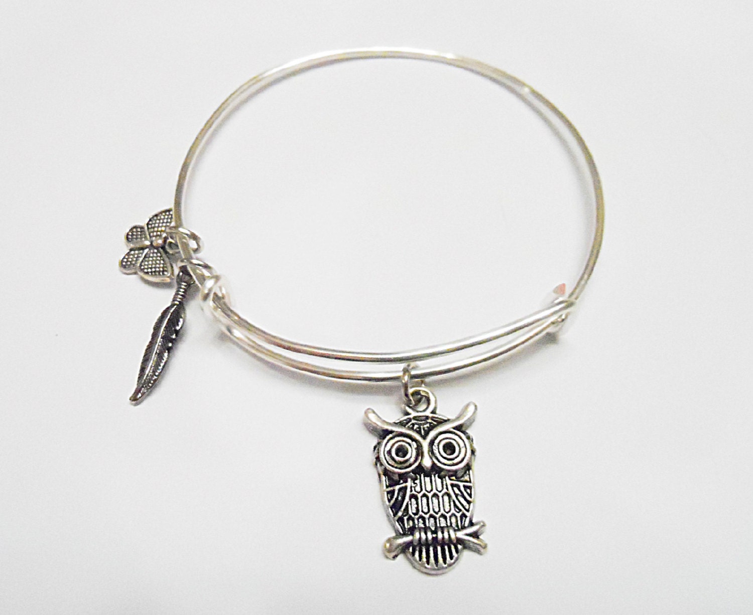 Owl Alex and Ani Inspired Charm Bracelet