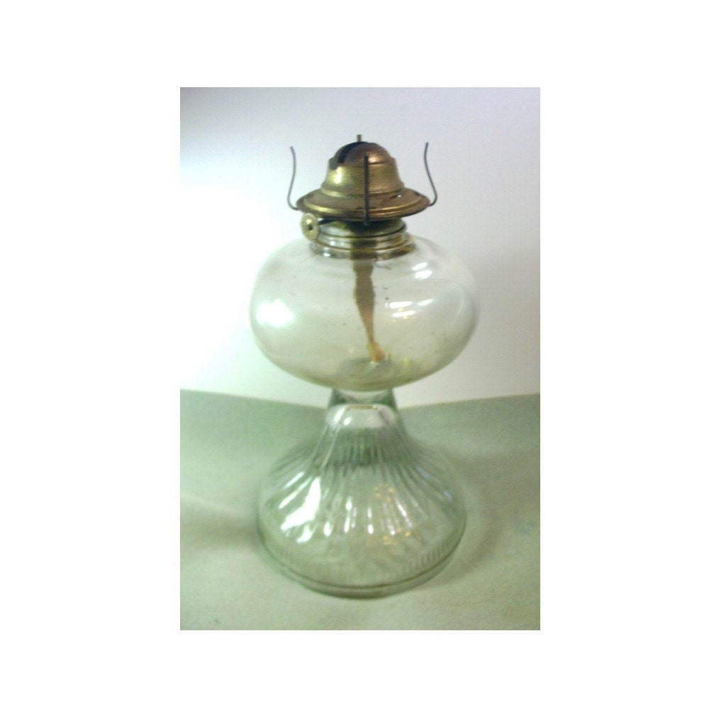 Vintage Oil Lamp Base with Burner and Wick Functional