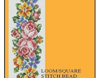 Bead Loom Floral Vertical Stripe Bell Pull Bracelet Pattern PDF