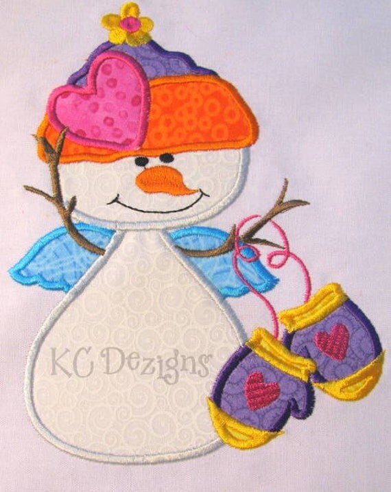 Winter Snowman 03 Machine Embroidery Applique Design 5x7
