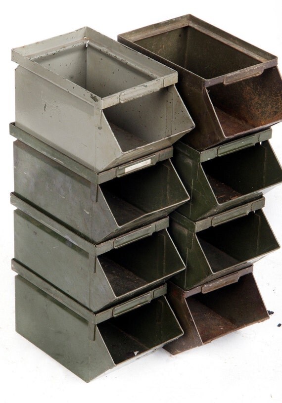 1 Metal Industrial Bin Smaller Size Green or by