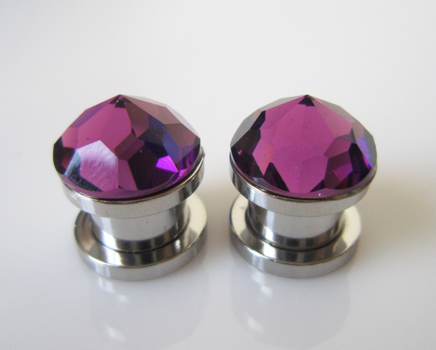 00 Gauge Amethyst Swarovski Crystal Ear Plugs by MySmallEscape