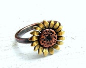 Sunflower Ring Copper and Brass Metalwork - MADE TO ORDER