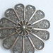 silver brooch, round flower shaped brooch, yemenite filigree silver brooch, judaica, marked in hebrew, 1960's, bezalel work rosette brooch,