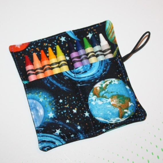 Crayon Rolls Space Crayon holds 10 Crayons Birthday Party Favors Il_570xn