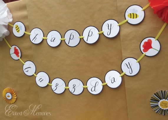 Buzz Buzz Birthday Banner - DIY Bumble Bee Printable Party Il_570xn