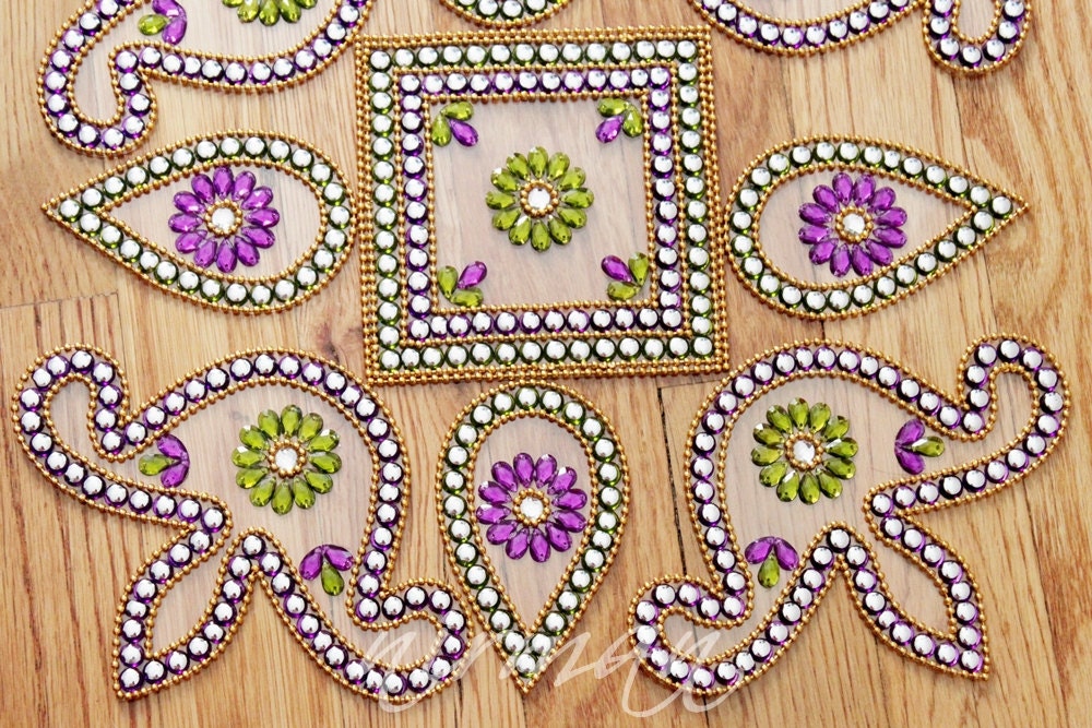 Kundan Rangoli floor art set of 9 pieces