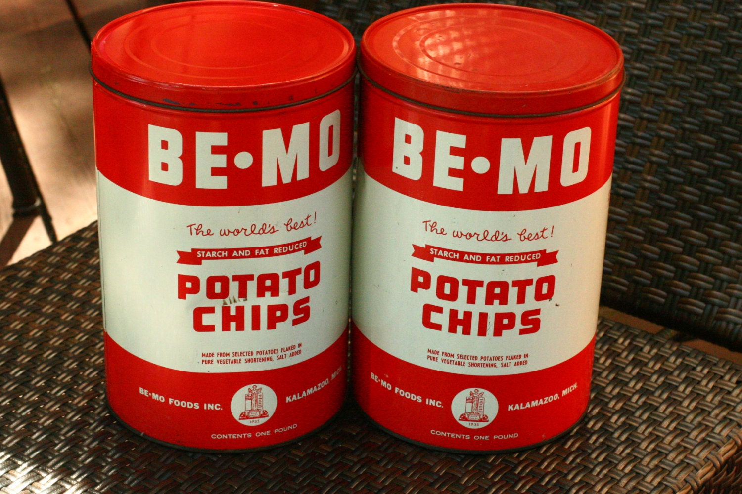 Vintage Potato Chip Tin BE MO Potato Chip by vintageatmosphere