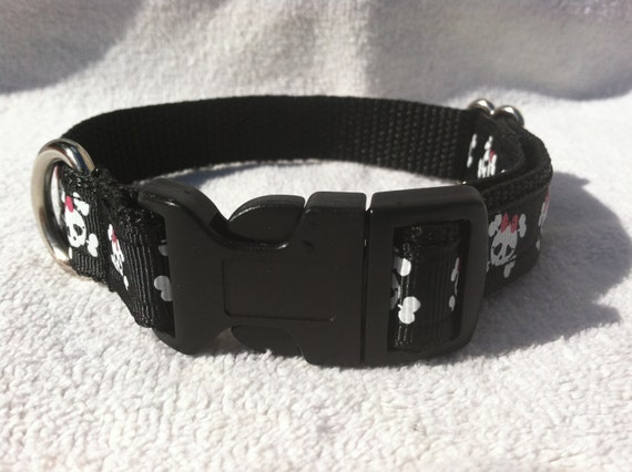 Skull and Crossbones Small Dog Collar by DoggieStylz on Etsy