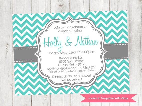 Rehearsal Dinner Invitation - Printable Rehearsal Themed Chevron Invite - Colors and Text Customizable Il_570xn