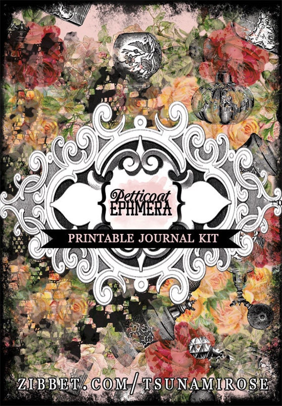 Journaling Kit - Petticoat Ephemera - 20 Journaling Pages - ephemera pack - ephemera paper pack - instant downloads - lined journal pages