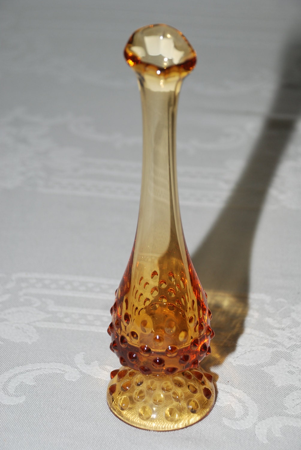 Vintage Fenton Bud Vase Hobnail Amber By Stillwatertreasures