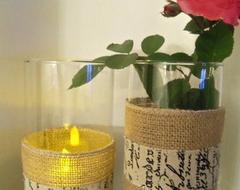 Burlap Candle Holder and Burlap Vase, Home & Living, Mantle, Vase, Holidays, Spring Celebrations, Housewares, Home Decor