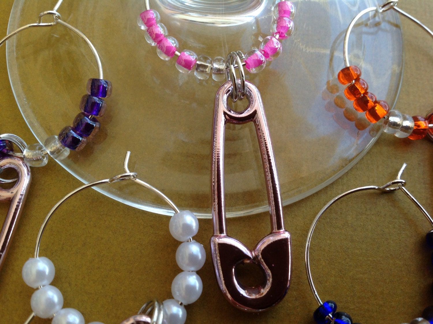 Baby Shower for girl Wine Charms set of 8