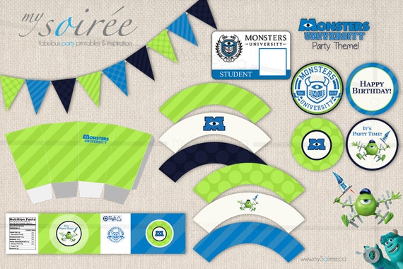 Items similar to MONSTERS UNIVERSITY Party!... Printables by mySoiree ...