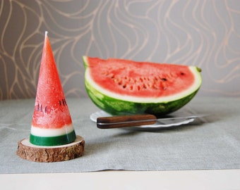 Watermelon Candle - Hand Painted Cone Candle - Funny Fruit Candle - Party Kids Birthday Candle - Funny Watermelon Home Gift