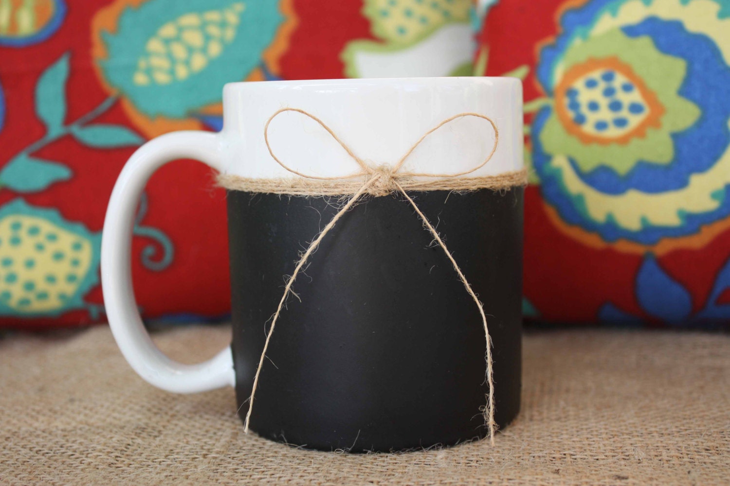 Reclaimed CHALKBOARD & Burlap Coffee Mug TEACHER by EightySix56