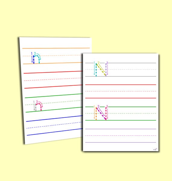 Letter N Worksheet Color Coded Traceable Letter N Practice