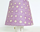 Lavender Night Light Lamp Shade with Plug - Purple and White Polka Dots - Baby Girl Nursery or Childrens Night Lights - Nightlight