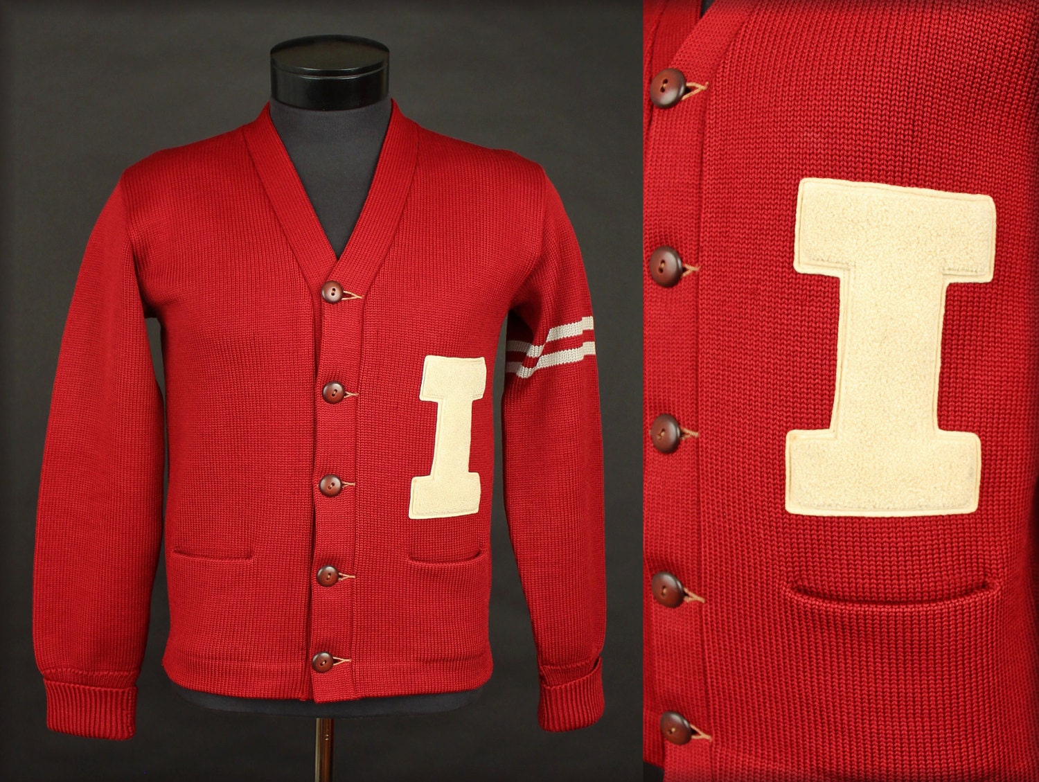 ViNtAgE 50's Varsity Letterman's Sweater Wool Striped