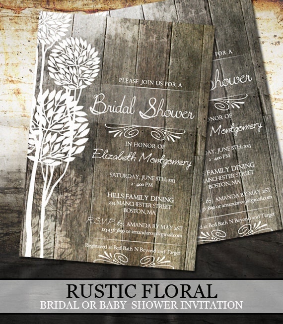 Rustic Bridal Shower Invitations Etsy 9