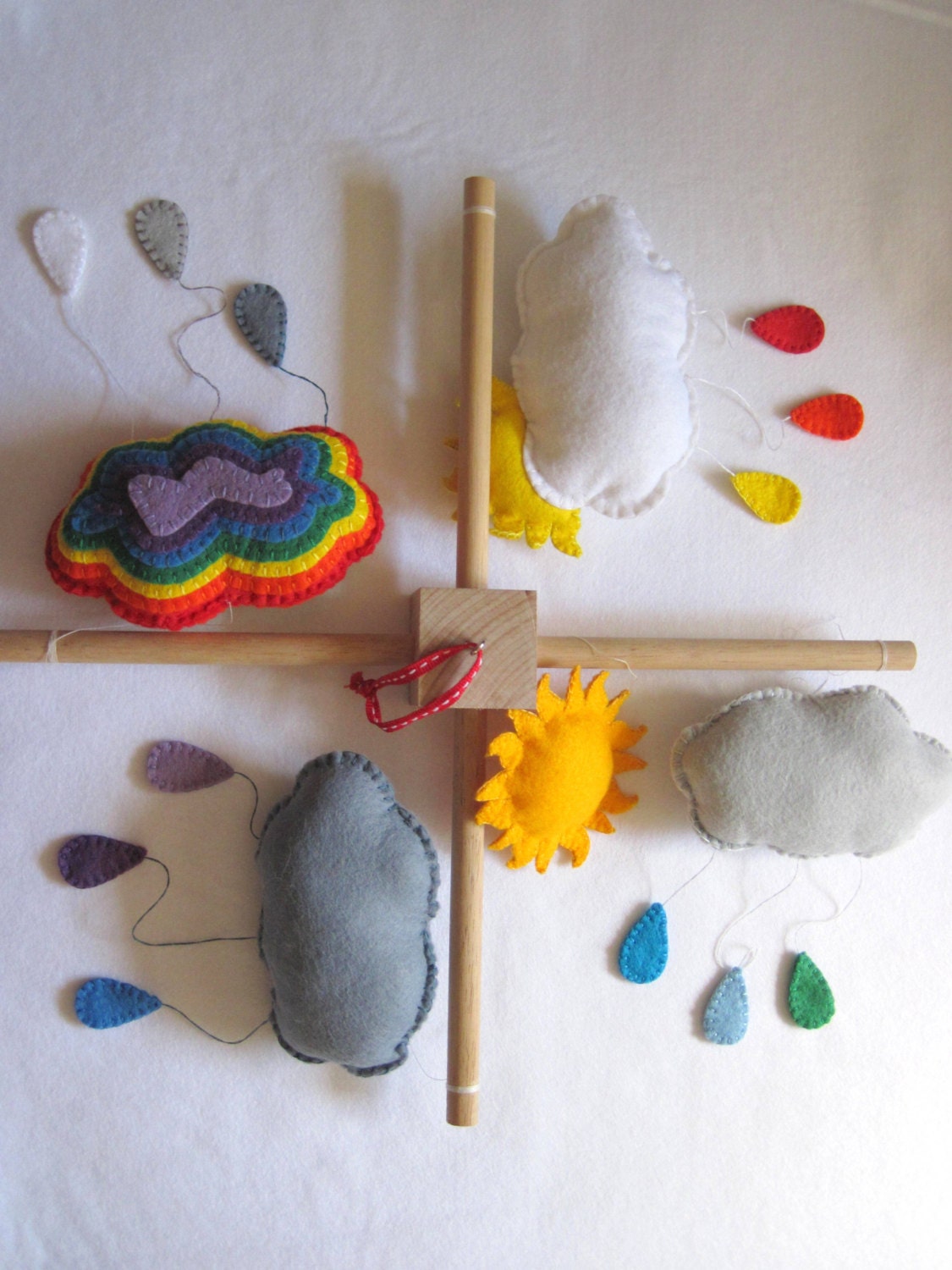 Rainbow Felt Mobile Wool Felt Baby Mobile for by GracesFavours