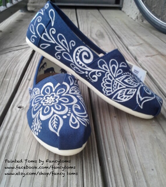 Items similar to Handpainted Custom TOMS Shoes Tropical flowers on Etsy