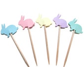 Set of 24 Pastel Bunny Food Picks - Easter, Baby Showers, Pastel Bunnies, Food Picks, Holiday Picks, Shower picks Il_170x135
