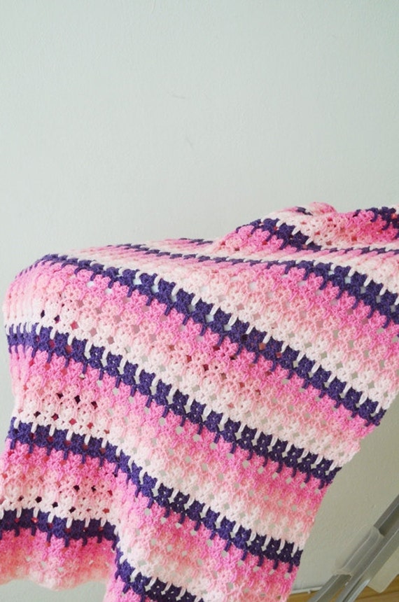 41 x 41 Pink and Purple crochet blanket Granny