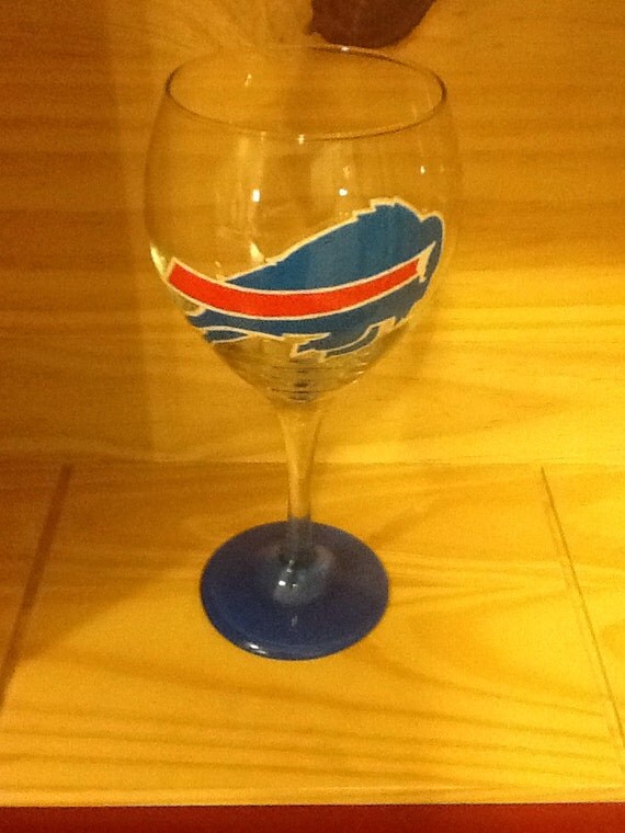 Hand Painted Buffalo Bills Wine Glass by brandiedmonds on Etsy