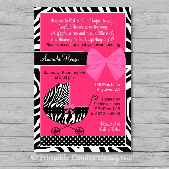 Pink Zebra Invitations 4