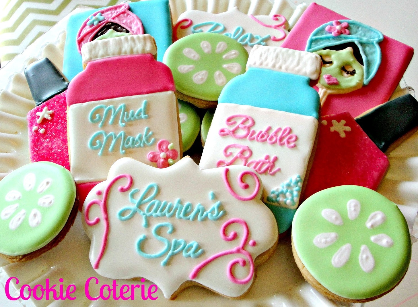 Spa Themed Decorated Cookies Spa Party Cookie Favors One Dozen   Il Fullxfull.491962580 2uv5 