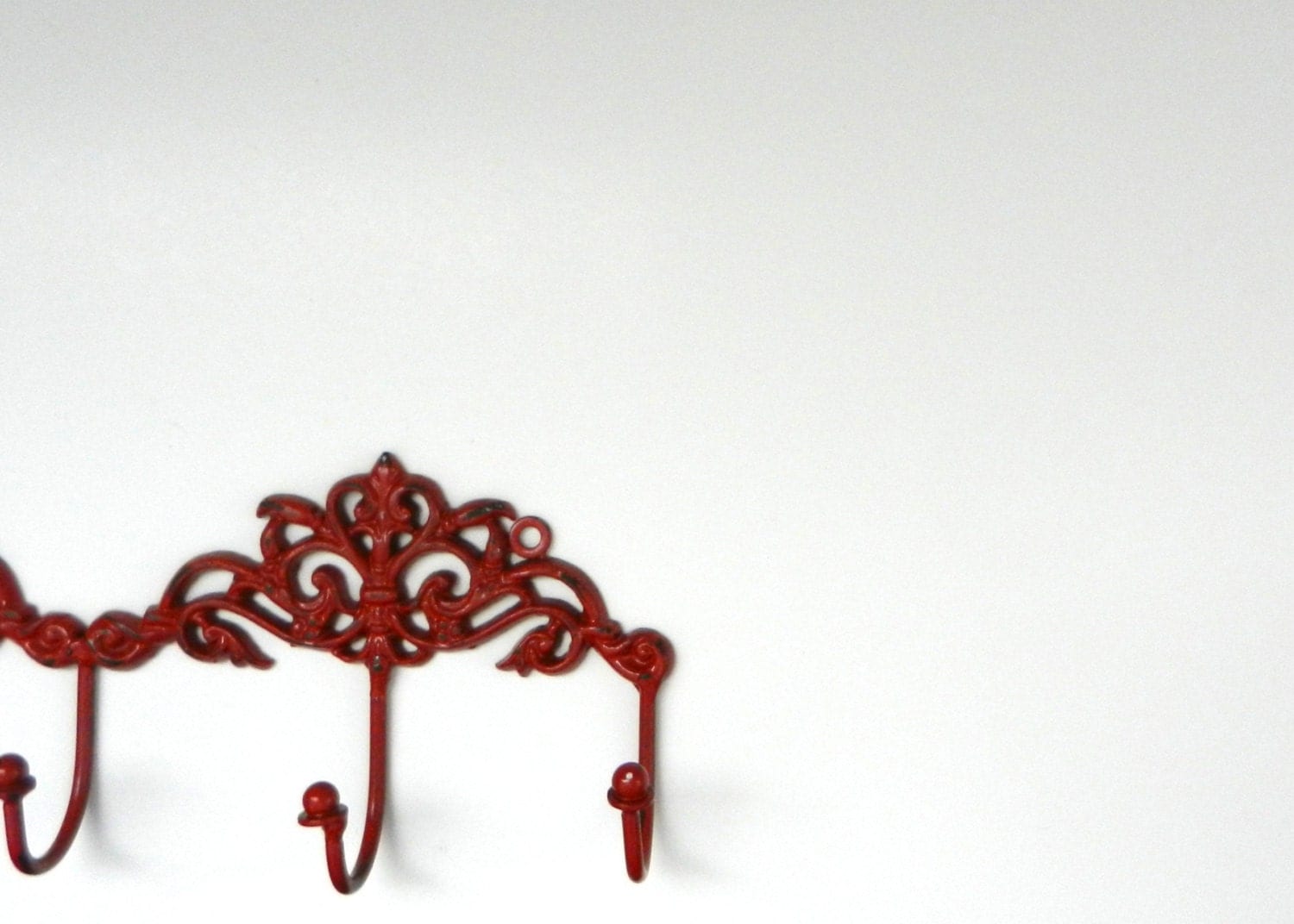 Red Decorative Wall Hook French Country Decor Ornate Key