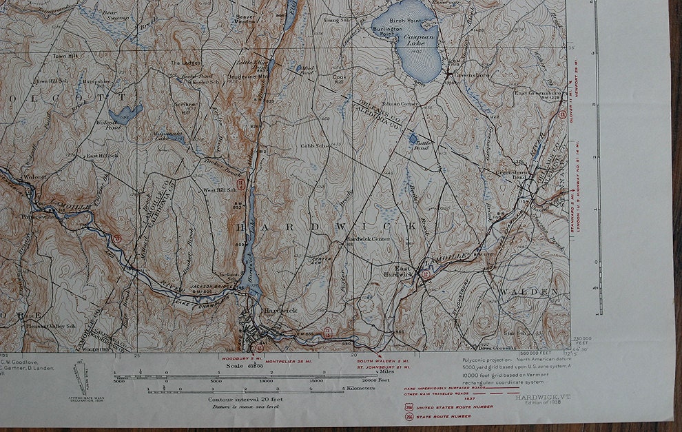 MORE Maps Listed /Antique Hardwick Vermont by SeaGlassPrimitives