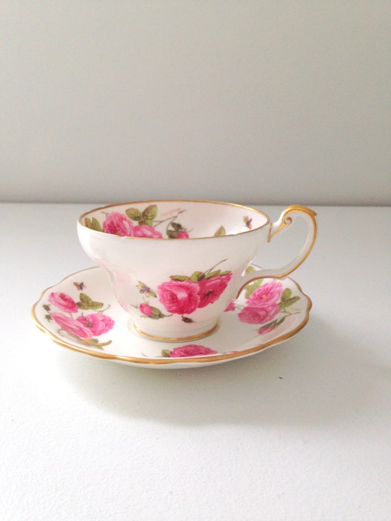 English Bone China Foley Century Rose Pattern Tea Cup & Saucer