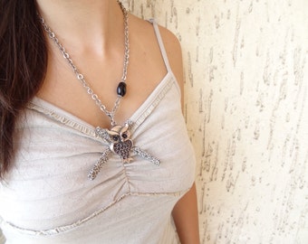 Owl Necklace, Silver Owl Necklace