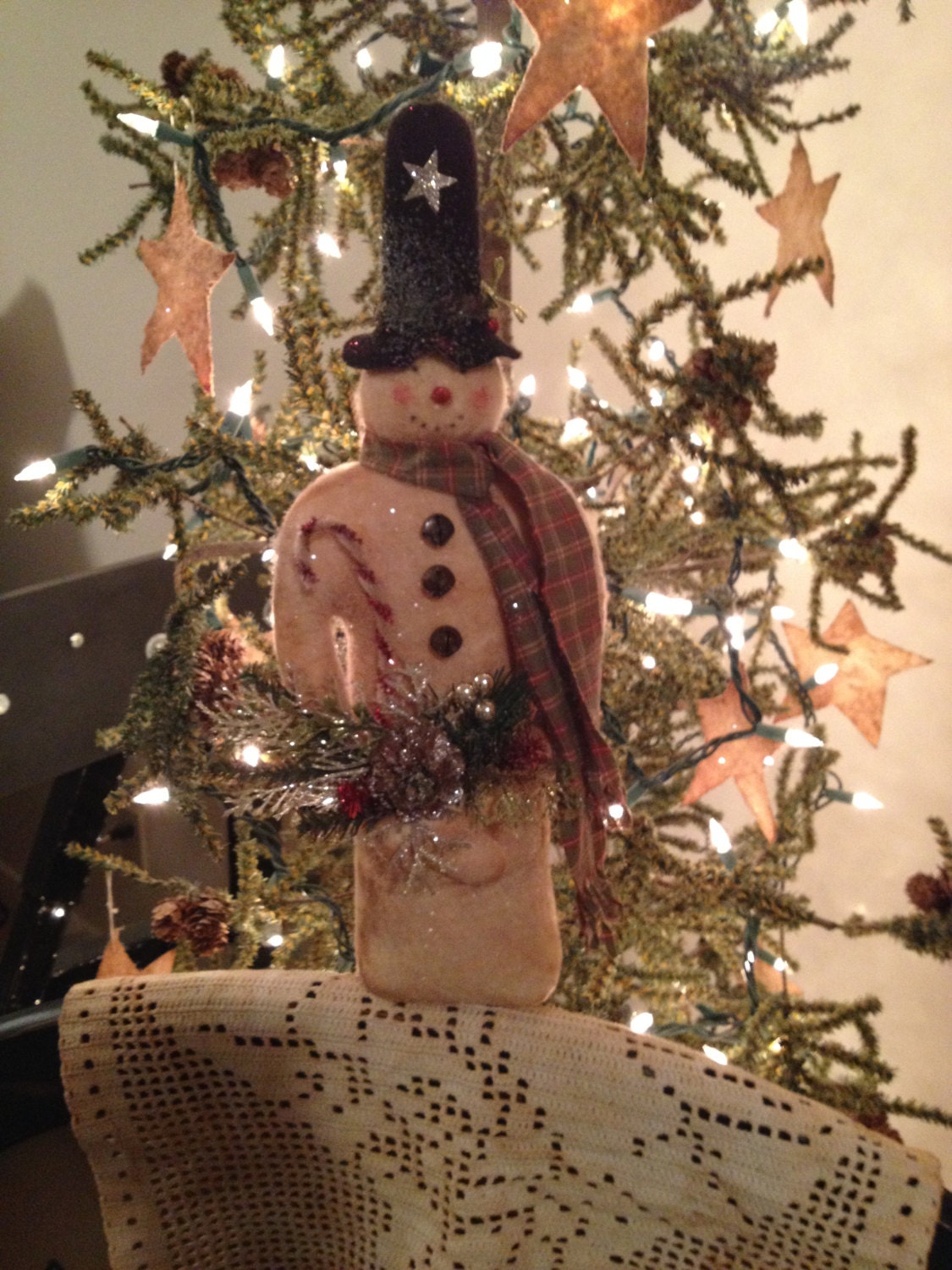 Handmade primitive snowman