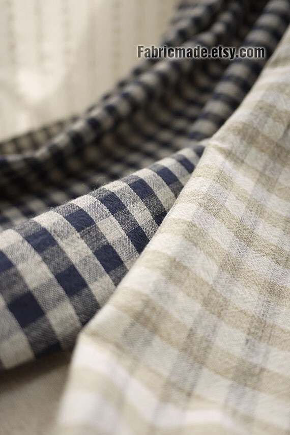 Japanese Yarn dyed Cotton Fabric Vintage Navy Blue by fabricmade