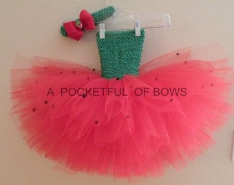 Watermelon Tutu Dress, Strawberry Tutu Dress, 1st 2nd 3rd 4th Birthday Tutu Dress