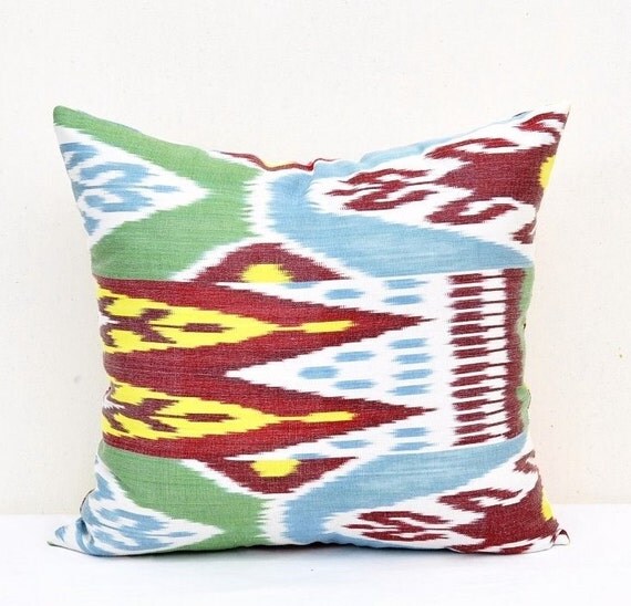Ikat pillow cover Silk cotton ikat by EasternHomeDecor on Etsy