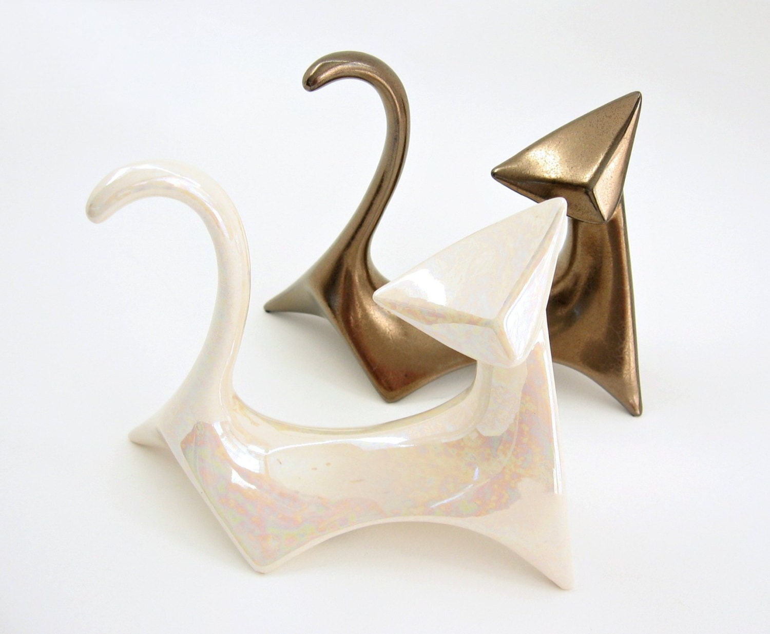 Pair Retro Atomic Modern Ceramic Cat Figurines Stylized - ðzoom pair retro atomic modern ceramic cat figurines stylized - ðzoom