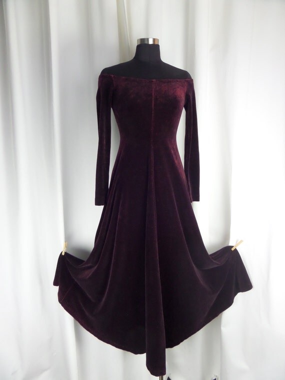80s Nicole Farhi UK oxblood red velvet dress/ Edwardian off